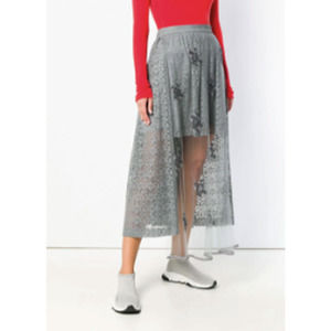 Stella McCartney embellished lace high low skirt Gray size 10